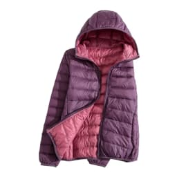 NEW Brand Women Double Side Jacket Ultra Light 90% White Duck Down Jacket Hooded Windbreakers Reversible Lightweight Warm Coats