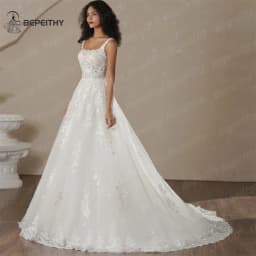 BEPEITHY Customized Beach Lace Wedding Dresses 2025 For Women Backless A Line Court Train Sexy Sleeveless Bride Boho Bridal Gown