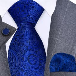 GUSLESON 8cm Blue Black Pink Men Ties Pocket Square Cufflinks Set Paisley Silk Necktie Wedding Business Gift Tie Accessories