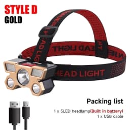 5 LED Ultra bright USB Rechargeable Led Headlamp Outdoors Camping Fishing Head Flashlight Long Range Hunting Hiking Lanterns