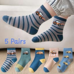 5 Pairs Children's Socks Spring Autumn Socks Kids Boys Cotton Socks Baby Cartoon Pattern Medium Sock