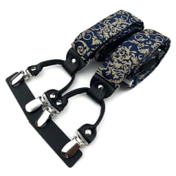 VEEKTIE Brand Suspender For Men 6 Snap Hooks Y-back Adjustable Jacquard Floral Check Shirts Paisley Yellow Blue Vintage Retro