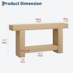 120cm/160cm Long Farmhouse Wooden Console Table 2-Tier Large Sofa Table with Storage for Living Room Entryway Entry Hallway