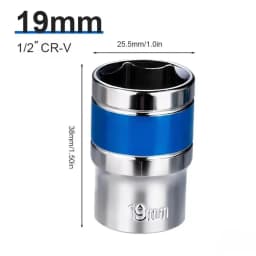 1/2Inch Blue Drive Short Hex Sockets for Nut Removal 8-32mm Socket Spanner, CR-V Steel Socket Set For 1/2 Socket Set