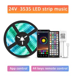 (EU Plug) LED Strip Light RGB Music Sync Color Changing Sensitive Built-in Mic, App LED Lights DC12V Flexible