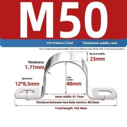 1Pcs Thickened U-Tube Strap Clamp Stainless Steel Horseback Wire Throat HoopCable Fastener Clips Applicable To Pipe OD 8-200mm