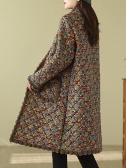 plus Size Women's Fleece Lined Oversized Mid-Length Jacket Autumn Winter Warm Cotton Coat Vintage Style Commute Friendly