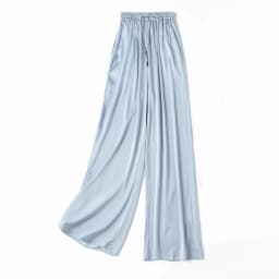 Vertical Naked Feeling 93% Natural Mulberry Silk Elastic Double Qiao Satin Elastic Waist Women's Fashionable Wide Leg Pants