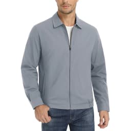MAGCOMSEN Men's Zip-Front Golf Jacket Spring Summer Casual Jacket Solid Color Turn-down Collar Outerwear Hiking Fishing Travel
