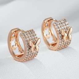 Kienl Hot Full Shiny Natural Zircon Butterfly Drop Earring for Women Fashion 585 Rose Gold Color Crystal Daily Vintage Jewelry
