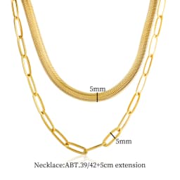 Vintage Punk Double Layer Snake Chain On The Neck Choker Pendant Necklace For Women Golden Thick Chain Stainless Steel Jewelry