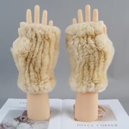 2026 New Fashion Real Rex Rabbit Fur Gloves Women Winter Genuine Fur Mittens Girl Fingerless Gloves Wrist Warmer Elastic Fluffy