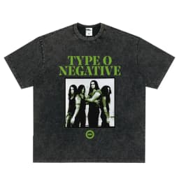 Rock Band Type O Negative The Green Man Vintage Washed T Shirt Gothic Metal Short Sleeve T-shirt Men's Vintage Hip Hop T Shirts