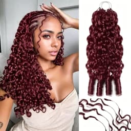 Bling Hair #33 Reddish Brown Color Burmese Curly Feather Crochet Human Hair Extensions 50g Pre-Separated Invisible Miracle Knots Feather Crochet Human Hair Extensions For Women