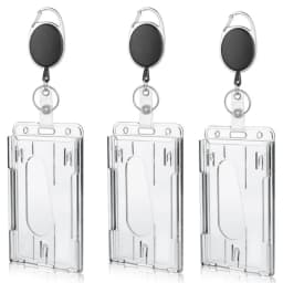 Transparent Cards Slots ID Tag Badge Holder with Badge Reel Cards Storage Organizer Employee Pass Work Card Case Sleeve