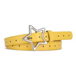 Girls Boys Five Pointed Star PU Buckle Belts Waistband Adjustable Metal Snap Leather Belt Waist Belt Waist Strap Thin Belt