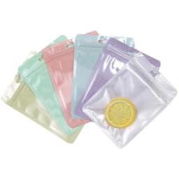 50pcs/lot Reusable Plastic Zip Lock Bags Transparent Macaron color Sealing Bag for DIY Jewelry Retail Display Wrap Packaging Bag