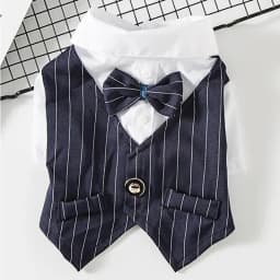 Classic Stripes Tuxedo for Small Dogs Cats Spring Autumn Pet Jacket with Bowknot Gentleman Dog Clothes Schnauzer French Bulldog