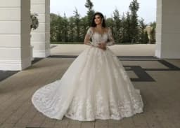 Customized Illusion Neck Wedding Dresses Long Sleeve Lace Bride Dress Ball Gown Women Vestidos de novia amanda novias oficial