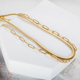 Vintage Punk Double Layer Snake Chain On The Neck Choker Pendant Necklace For Women Golden Thick Chain Stainless Steel Jewelry
