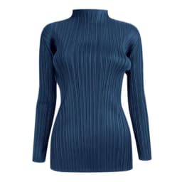 Miyake Pleated Half-high Neck Long-sleeved Women's T-shirt Slim Inner Head Set Classic Solid Bottoming Shirt Top 2025 Autumn New