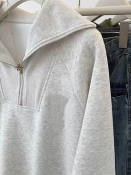 Gray Hooded Sweater Women's Loose Fit Pullover Half Zipper Collar Autumn Winter New Style Lazy Hatless Outerwear Top