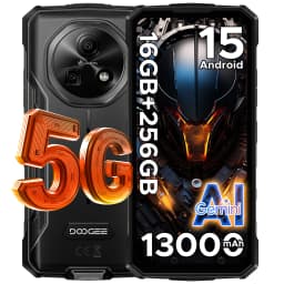 Phone robust DOOGEE Fire 7 5G Gemini AI 36Go (6 + 30) 128 Go battery mAh dimension Smartphone