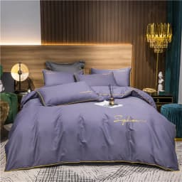 Svetanya Solid Cotton Embroidery Bed Linens Hotel Home Bedding Sets Sheet Pillowcase Duvet Cover Set