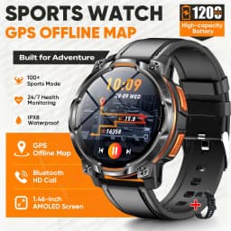 Men Military Built-in GPS Smart Watch Offline Map Navigation 1200mAh Battery Altimeter Compass Sports Watch For iOS Android 2026