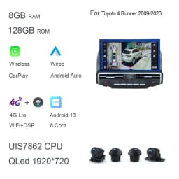 13" CarPlay Auto Android 13 Car Radio For Toyota 4 Runner 4runner 2009-2023 Car stereo Multimedia Player GPS Navigation WiFi