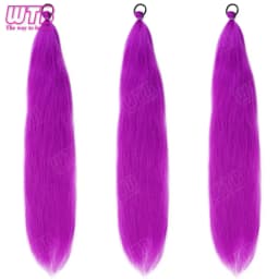 26 inch Purple Braids Ponytail Rubber Band Pre Braiding Hair Synthetic Purple Hair Extensions for Halloween Costume Cosplay
