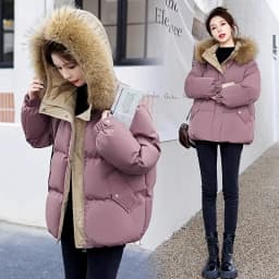 Down Cotton Jacket For Women Short Thickened 2026 Winter New Big Fur Collar Loose Cotton Coat Women's Warm Hooded Jackets Parker