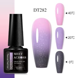 MEET ACROSS 7ml Glitter Sequins Thermal Gel Nail Polish 3 Layers Temperature Color Changing Semi Permanent UV Gel Varnish Nails