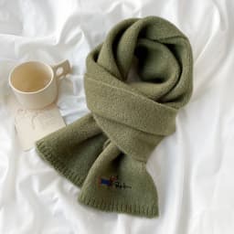 Fresh and Sweet New Winter Knit Wool Small Scarf for Women High - end Dog Embroidery Japanese - Korean Simple Matching