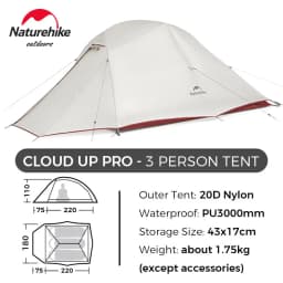 Naturehike Cloud Up Pro 1 2 3 Person Tent Outdoor Camping Tent Ultralight Waterproof Tent Free Standing Hiking Backpacking Tent