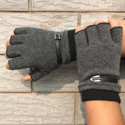Man Autumn Winter Plus Velvet Keep Warm Outdoor Sports Half-Finger Gloves Fashion Solid Elasticity Drive Cycling