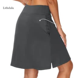 Women Casual Solid Color Mid-rise Culottes, Golf Skirts, Sports, Tennis, Yoga, Five-point Leggings, Comfortable Culottes