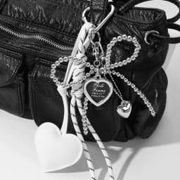 Trendy Leather Heart Bow Keychain Delicate Beaded Keyring Car Key Holder Bag Pendant Decoration For Girls Gift