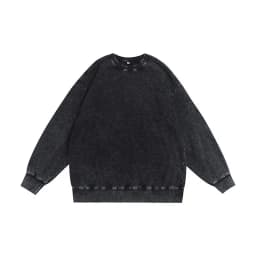 Oversize Top High Street Retro Solid Color Worn Looking Washed-out Men's and Women's Hip Hop Loose American round Neck Sweater