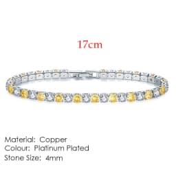Chic 4mm Round Colorful Crystal Tennis Bracelets Silver Color Adjustable Folding Buckle Chain Bracelet on Hand Fashion Jewelry