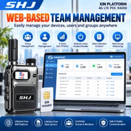 SHJ 4G LTE PoC Radio Global Network Walkie Talkie with SIM Card, Lifetime Free XIN Platform & Data, Group Private Call