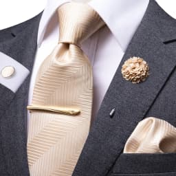 Hi-Tie Business Brown Striped Tie For Men Black Silk Men's Tie Clip Gift For Men Luxury Necktie Hanky Cufflinks Set Formal Dress