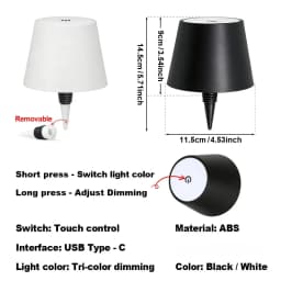 Wireless Wine Bottle Lamp Type-C Touch Control 3 Colors and Stepless Dimming LED Desk Light For Bar Cafe Atmosphere Night Light