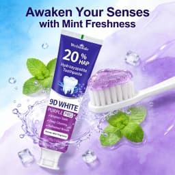 Teeth Whitening Purple Toothpaste, 20% Hydroxyapatite, Contains Menthol, Deep Cleaning for Brighter Teeth, Fresh Breath & Gum Health, Basic Oral Care, Suitable for Everyone, An Essential Travel Item, It Is the Ideal Gift for Men and Women