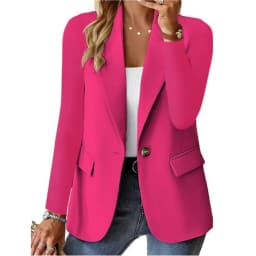 New Women Fashion Solid Button Suit Coat Lapel Long Sleeve Hatless Casual Coat Jacket Oversized Work Office Lady Business Autumn