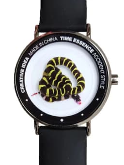 Creative Design Ultra-thin Quartz Watch Animal: Snake Silicone Watch Strap Diameter 40mm Waterproof