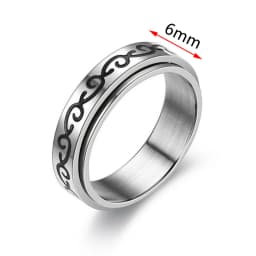 Fidget Spinner Anxiety Rings For Women Men Spinning Rotate Antistress Printing Stainless Steel Ring Accessories Trendy Jewelry
