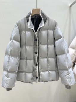 Luxury Knit patchwork down jacket for women 2026 Winter Thick warm turtleneck long sleeve puffer coat Korean style INKEO DJ668