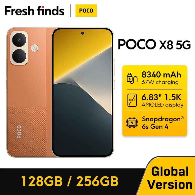 【World Premiere】 Global Version POCO X8 Smartphone 8340mAh battery 6.83" 1.5K Display 67W Snapdragon 6s Gen 4 50MP Camera NFC 5G