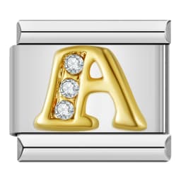 Hapiship Shiny CZ 26 Letters A-Z Italian Charms Gold Plated 9mm Stainless Steel Modular Bracelet DIY Jewelry DJ2479